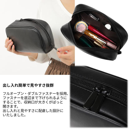 実用性と使用感に配慮した設計のスクエアポーチ